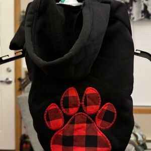 Chewy Black Hoodie with Red Plaid Paw Print
